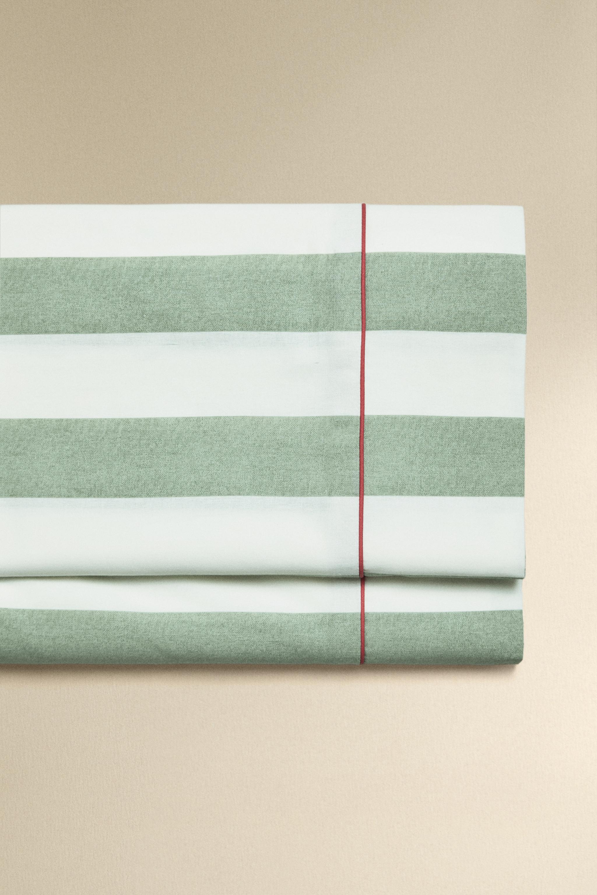 STRIPED FADED COTTON FLAT SHEET